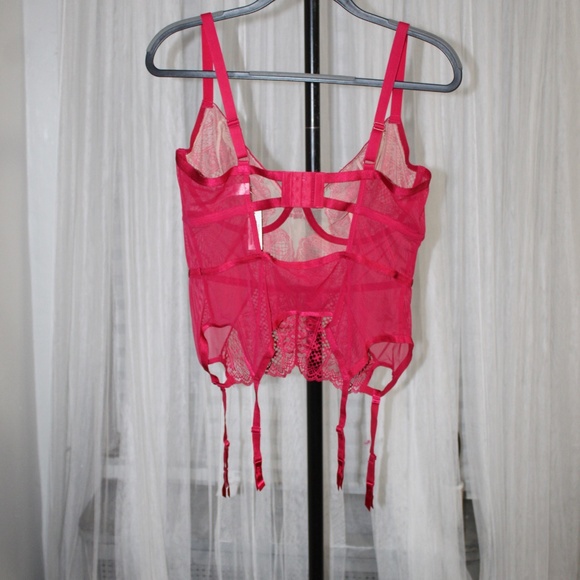 Adore Me. Hot Pink Lace Bustier Corset with Garters. Sz. 1XL - Picture 7 of 8